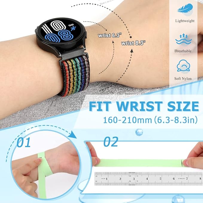 22mm Nylon Quick Release Watch Band Compatible with Samsung Galaxy Watch 3 45mm/Gear S3 Frontier/Garmin Venu 4 45mm/3 45mm/2/Vivoactive 4/Forerunner 570(47mm)/255/265/Amazfit Helio/Bip 6/5/Balance 2