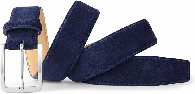Men's Belt Casual Genuine Leather Suede Belts for Men 1 3/8" Wide Elegant Golf Dress Belt