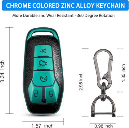 QBUC Key Fob Cover for Ford 2013-2018 Explorer F150 Lincoln MKC Fusion Mustang Edge 5 Buttons Smart Key (Green, Series 1)