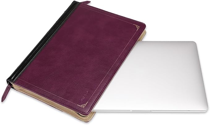 MOSISO Laptop Sleeve Case Compatible with MacBook Air 13 inch M4 A3240 M3 A3113 M2 A2681 M1 A2337 A2179 A1932 2025-2018/Pro 13 inch M2 M1 2025-2016, PU Leather Vintage Portfolio Cover, Plum