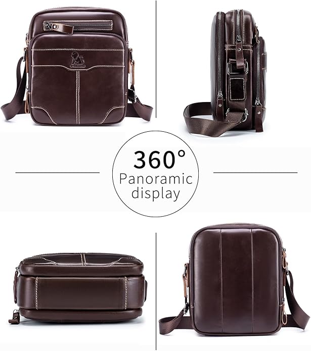 Premium Leather Men's Crossbody -Organized Storage & Durable,Stylish for Daily Carry