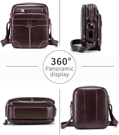 Premium Leather Men's Crossbody -Organized Storage & Durable,Stylish for Daily Carry