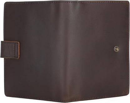 Polare Slim RFID Blocking Leather Passport Holder Travel Bifold Wallet For Men (Dark Brown(Snap Version))