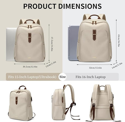 Laptop Backpack for Women,Carry on Travel Backpack Casual Work Business Backpacks Purse College,16 Inch,Apricot