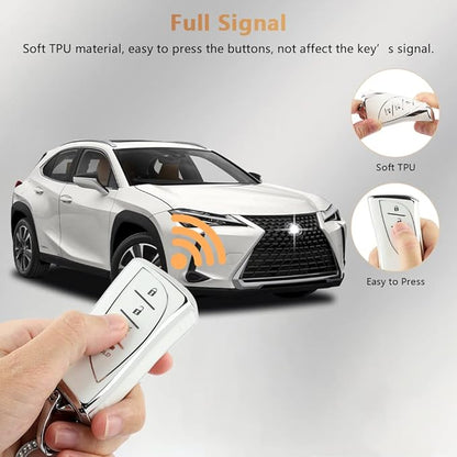 PIFOOG for Lexus Key Fob Cover Bling Keychain TPU Car Keys Case Shell Protector Protection for Lexus GX ES NX LC RC LS UX Accessories 4 Buttons Girly Women Cute