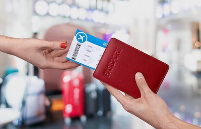 Red Genuine Leather RFID Passport Cover