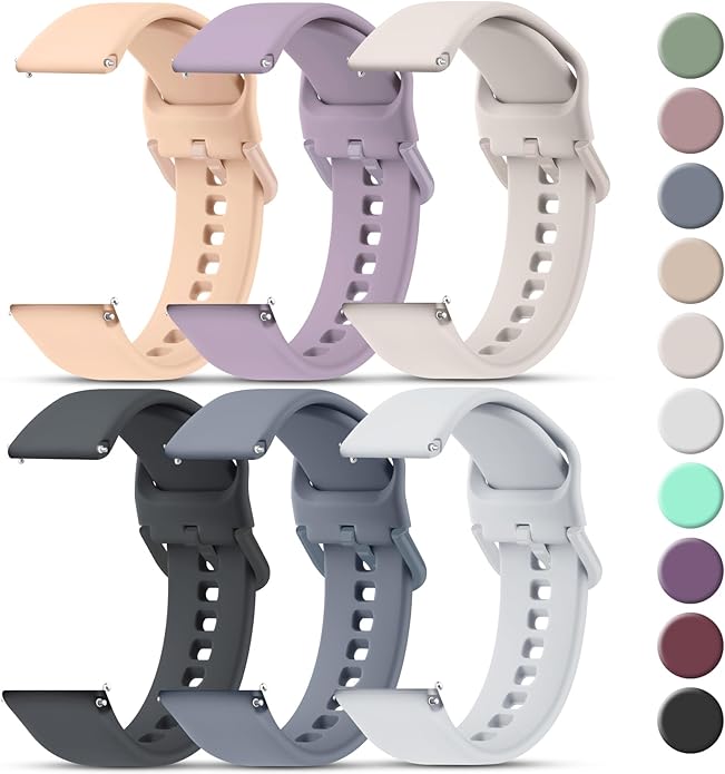 Tobfit 20mm 22mm Watch Bands Quick Release Watch Straps with Color Matched Metal Buckle, Soft Silicone Breathable Replacement Sport Watch Wristbands for Women Men