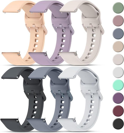 Tobfit 20mm 22mm Watch Bands Quick Release Watch Straps with Color Matched Metal Buckle, Soft Silicone Breathable Replacement Sport Watch Wristbands for Women Men