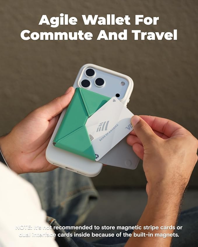 MOFT Magsafe Wallet, 8-Card Holder, Magnetic Phone Stand with Pull to Access Design, RFID Blocking, Angle Adjustment & MOVAS Minimalist Snap Field Wallet for Men Travel Essentials, Oz Green