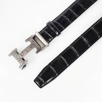 Aurolran Men&Womens Leather Dress Belt Business Automatic Buckle Belt Color-Black Silver Gold