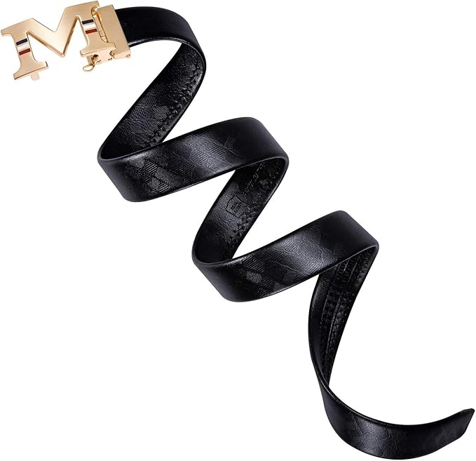 Dubulle Designer Ratchet Belt for Men Leather Fashion Adjustable Automatic Buckle Sliding Removable Dress Casual