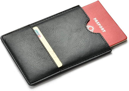 XEYOU Passport Holder Cover - Ultra Slim Premium Vegan Leather Travel Wallet Case Cover (Black)