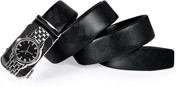 Dubulle Designer Ratchet Belt for Men Leather Fashion Adjustable Automatic Buckle Sliding Removable Dress Casual