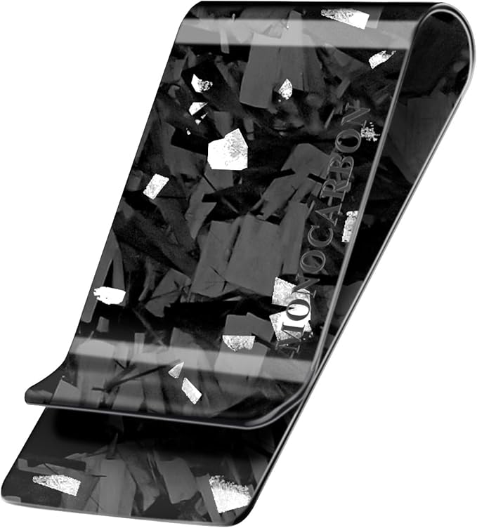 MONOCARBON Carbon-Fiber-Money-Clip-for-Men, Minimalist-Money-Holder for Cash, High Elastic Carbon-Fiber-Wallet, Slim and Durable