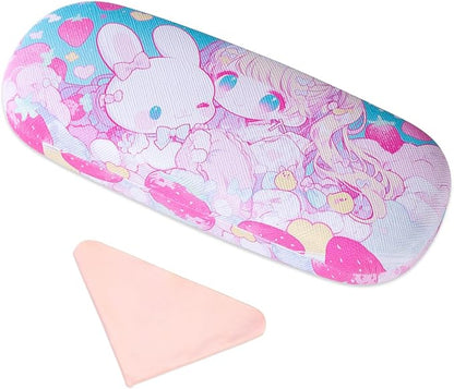 PERFECTSIGHT Hard Shell Eyeglasses Case, PU Leather Protective Glasses Case, Cute Eyeglass Case for Women Men Girls