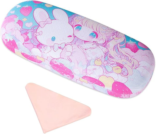 PERFECTSIGHT Hard Shell Eyeglasses Case, PU Leather Protective Glasses Case, Cute Eyeglass Case for Women Men Girls