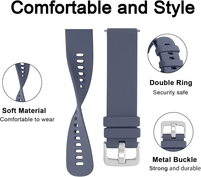 GEAK Compatible with Garmin Venu Sq Watch Band/Vivoactive 5 Watch Bands/Vivoactive 3 Watch Bands Women Men, Sport 20mm Quick Release Watch Band for Forerunner 245/645/Garmin Venu Sq Band/Venu Bluegrey