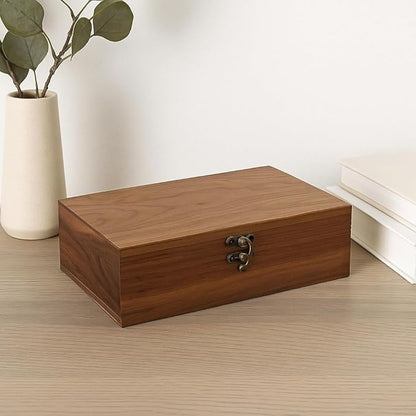 Walnut Wood Storage Box – Handcrafted Organizer for Jewelry, Watches, Keepsakes– 11"x7"x3.1" Multipurpose Storage Box