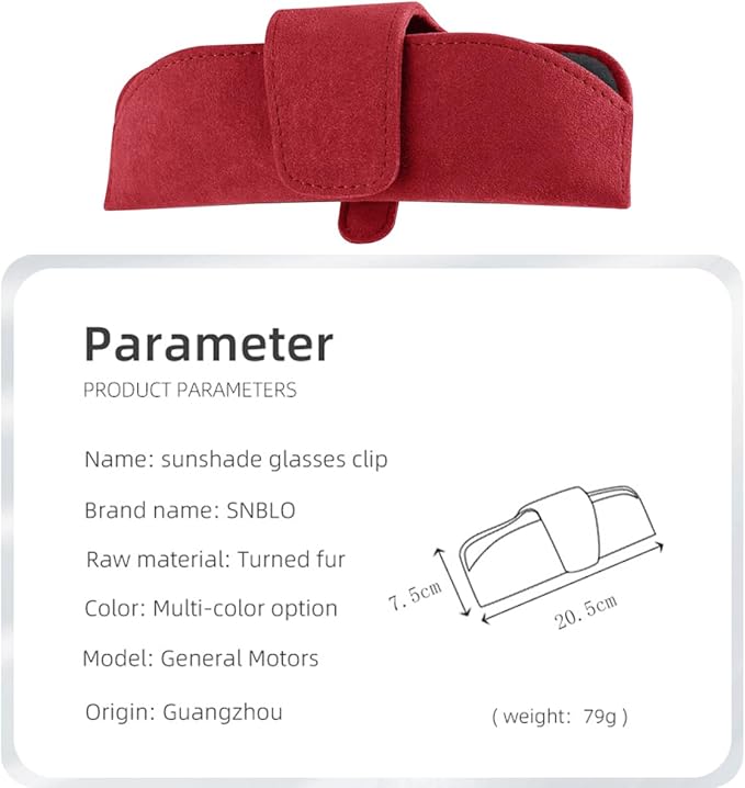 Sunglasses Holder for Car Sun Visor, Magnetic Closure Suede Vehicle Eyeglasses Holder Protective Box Clip, Automotive Glasses Storage Organizer, Universal for Truck, SUV, RV(Red)
