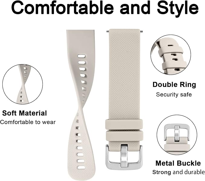 GEAK Compatible with Garmin Vivoactive 5 Watch Bands for Women, Silicone 20mm Quick Release Watch Band for Vivoactive 3/Vivoactive 3 Music/Garmin Venu/Venu Sq/Forerunner 645/245 Smartwatch Starlight