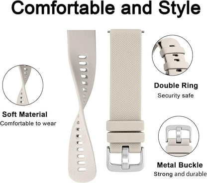 GEAK Compatible with Garmin Vivoactive 5 Watch Bands for Women, Silicone 20mm Quick Release Watch Band for Vivoactive 3/Vivoactive 3 Music/Garmin Venu/Venu Sq/Forerunner 645/245 Smartwatch Starlight
