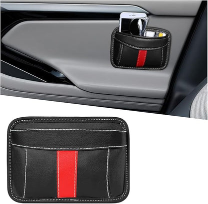 Car Seat Side Pocket Organizer, Leather Vehicle Seat Gap Filler Organizer, Automotive Console Side Cell Phone & Sunglasses Holder Storage Bag, Universal for SUV Automobile Truck (Black)