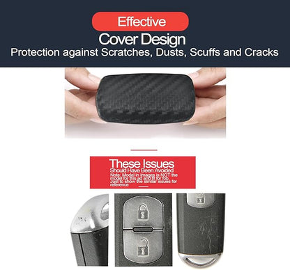 2pcs Fit for Chevy Chevrolet Silverado Colorado Suburban Tahoe Avalanche Equinox Traverse GMC Canyon Yukon XL Sierra 1500 2500 3500 HD Terrain Acadia Carbon Fiber Look Key FOB Cover Case Chain
