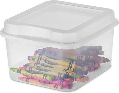 Sterilite 12-Pack FlipTop Stackable Square Small Storage Bin with Hinging Lid, Clear