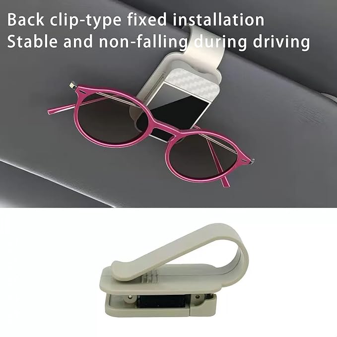 Car Visor Organizer, ABS Sunglasses Holder Clip with Document & Card Pockets, Multi-Pocket Sun Visor Storage for Truck SUV Van (White)