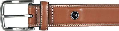 Nautica Men's Dress Leather Belt for Suits and Pants | Classic | Business | Fashion | Adjustable | Metal Buckle