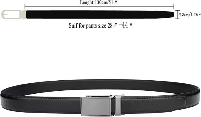 HIMI Men's Comfort Genuine Leather Ratchet Dress Belt with Automatic Click Buckle