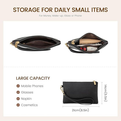 LOVEVOOK Laptop Tote Bag for Women, 15.6 Inch Large Capacity Vintage Leather Work Computer Bag, Business Casual Shoulder Handbag, Black & White & Brown