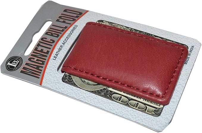 LB LEATHERBOSS Men's New Leather Strong Magnetic Money Clip