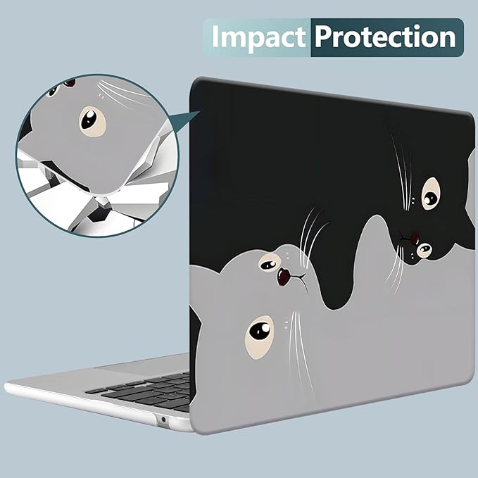 KEROM Compatible for MacBook Pro 13 Inch Case 2025 2024 2023 2022-2016 M2 M1 A2338 A2289 A2251 A2159 A1989 A1706 A1708, Cute Aesthetic Protective Plastic Hard Shell & Keyboard Cover, Two Cats