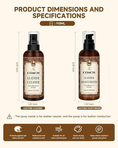 Leather Cleaner & Moisturizer Set for Coach, Cleaning and Maintenance Set for Coach, Powerful Stain Removal, Gentle Care, Suitable for Handbags/Wallets and Other Luxury Brands