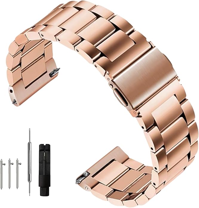 Quick Release Stainless Steel Watch Band Matte Brushed Metal Watchband 14mm 16mm 18mm 20mm 22mm 24mm Universal Solid Stainless Steel Metal Smartwatch Bracelet Replacement Band for Men Women
