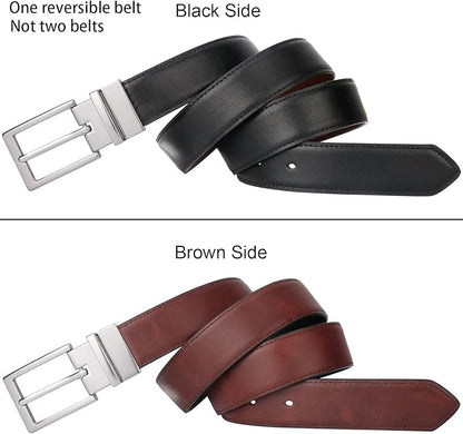 Lavemi Mens Belt Reversible 100% Italian Leather Dress Casual,One Reverse for 2 Colors,Trim to Fit