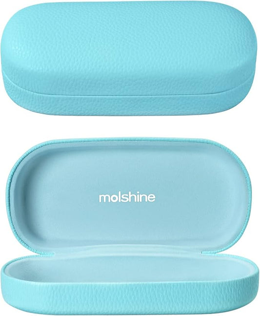 molshine Hard Shell Leather Sunglasses Case,Classic Large Glasses Case for Women Men,Sunglass Eyeglasses