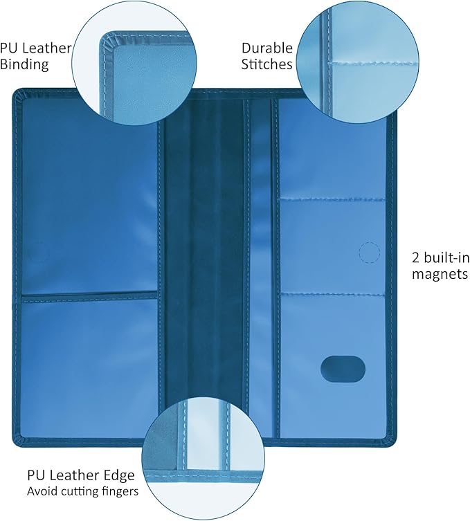 Car Accessories Registration and Insurance Holder,Leather Essential Card Magnetic Shut Vehicle Glove Box Organizer Case for Auto Driver License Document Truck Motorcycle Boat Men Women-Dark Blue