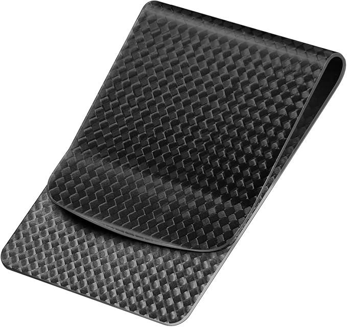 LittleBlack Real Carbon Fiber Money Clip, Ultra-Thin Slim Wallet (8mm / 0.31in), Front Pocket Card Holder, Strong Grip Holds Up to 25 Bills or 7 Cards, Minimalist Gift for Men