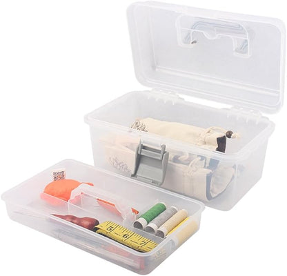 BangQiao Multipurpose Plastic Storage Container Box with Handle and Latch Lock, Clear Gray