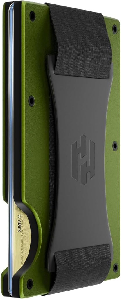 Hayvenhurst Wallet for Men - Slim RFID Blocking Metal Wallet with Cash Strap, Minimalist Front Pocket Credit Card Holder, Small Mens Wallet