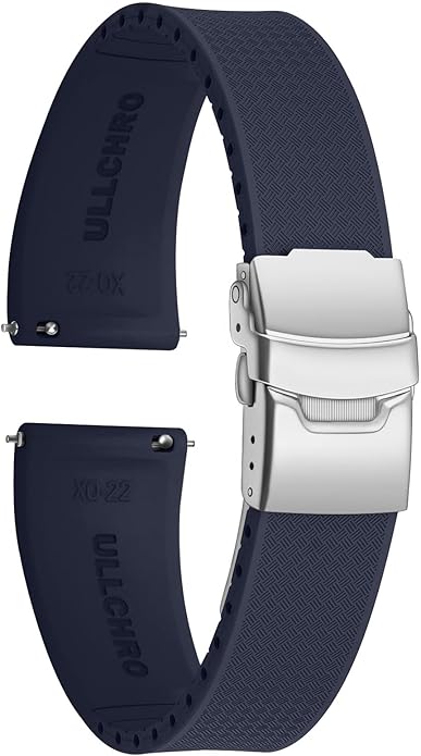 ULLCHRO Silicone Watch Band Quick Release Strap FKM Waterproof Watch Bands for Men 20mm 22mm Replacement Strap Sport Rubber Watchband
