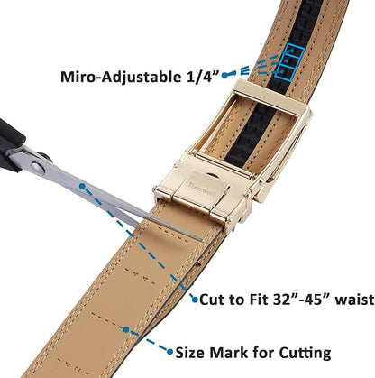 Tonywell Mens Leather Ratchet Belts with Click Buckle Perfect Fit Dress Belt 30mm Wide