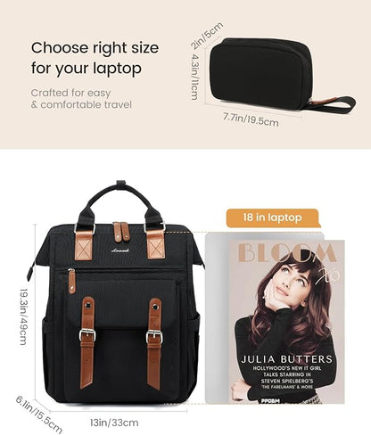 LOVEVOOK Extra Large Travel Laptop Backpack for Women, 18 Inch Computer Backpack Work Commuter Business Trip Weekender Carry on Backpack with Luggage Sleeve, Teacher Doctor Nurse Bags College Daypack