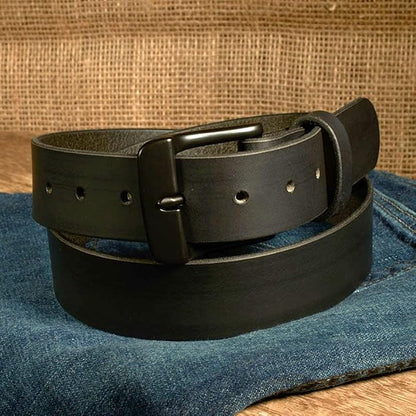 Men's Leather Belt, Made in USA, Full-Grain Leather, Casual Everyday Wear Belts, Amish Handmade 1.5" Width