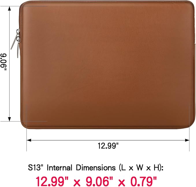 RAINYEAR 13 Inch Laptop Sleeve Soft PU Leather Case Water Resistant Padded Cover Bag Compatible with MacBook Neo A18 13" MacBook Pro/Air A3449 A2681 A3113 A3240 A2338 A2337 (Brown)