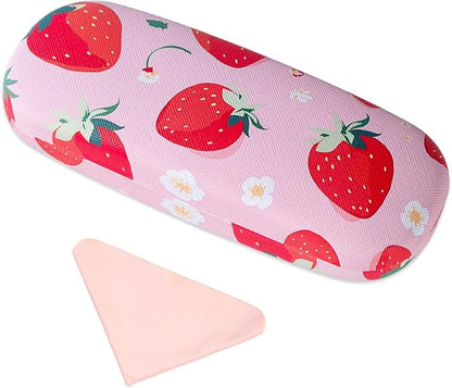 PERFECTSIGHT Hard Shell Eyeglasses Case, PU Leather Protective Glasses Case, Cute Eyeglass Case for Women Men Girls
