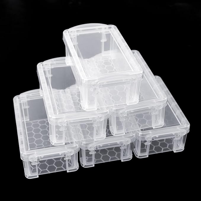 testyu Small Plastic Box, 5" X 2.8" X 2" Stackable Mini Storage Box with Lid, Clear Organizer Container for Jewelry Beads, Small Crafts Items Accessories - -6 Pack