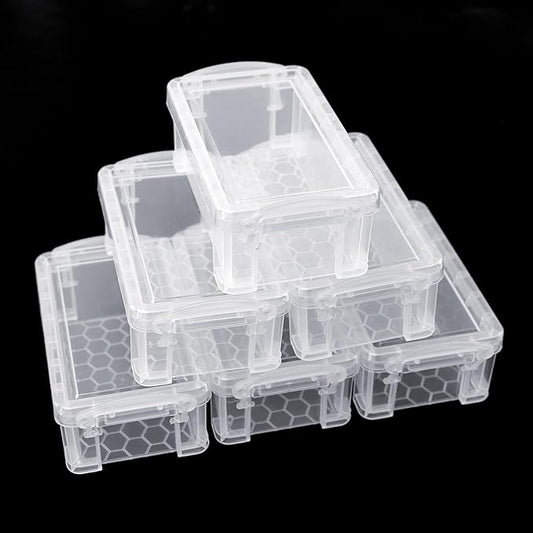 testyu Small Plastic Box, 5" X 2.8" X 2" Stackable Mini Storage Box with Lid, Clear Organizer Container for Jewelry Beads, Small Crafts Items Accessories - -6 Pack